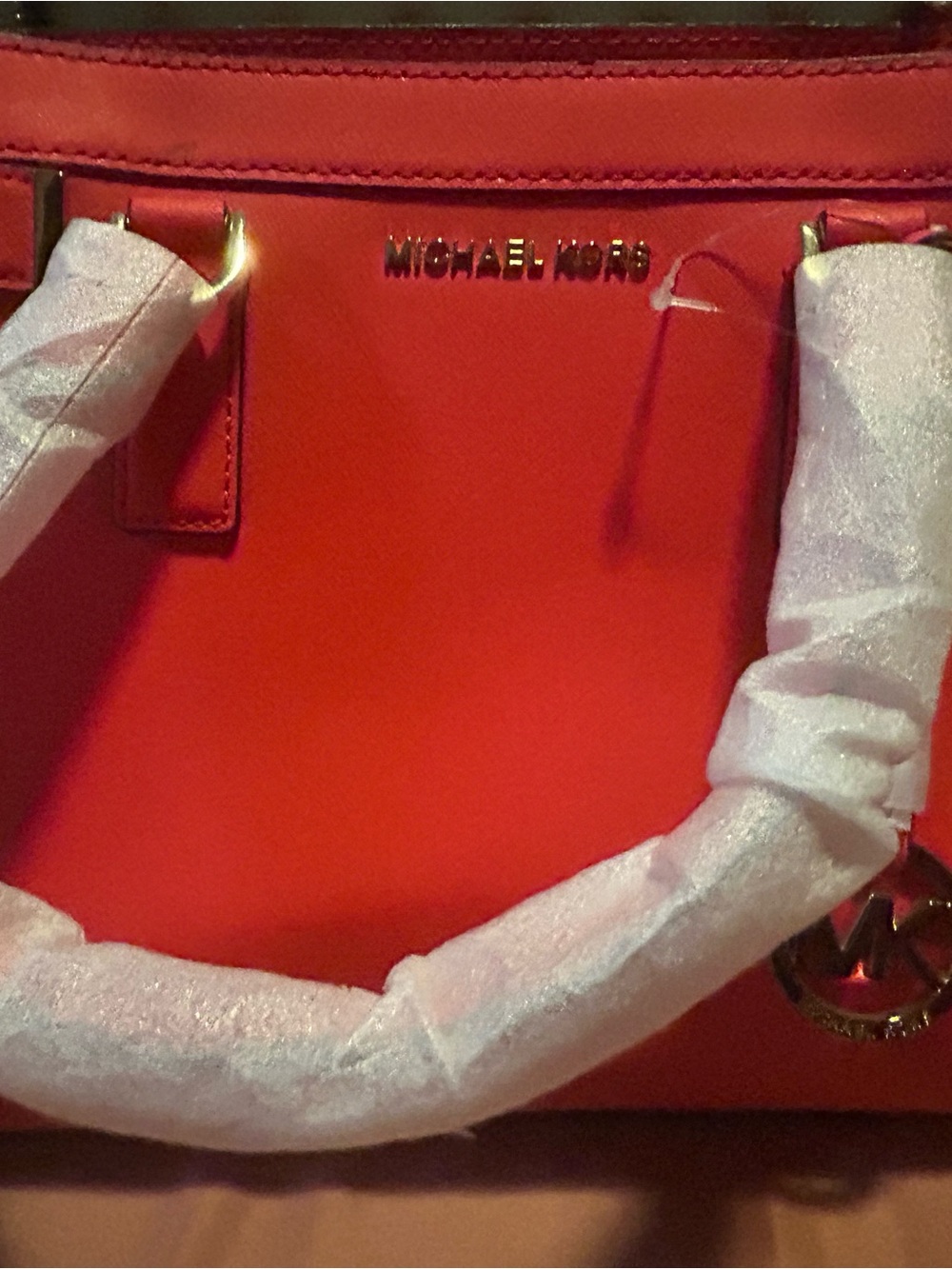 Michael Kors Bright Red Saffiano Satchel